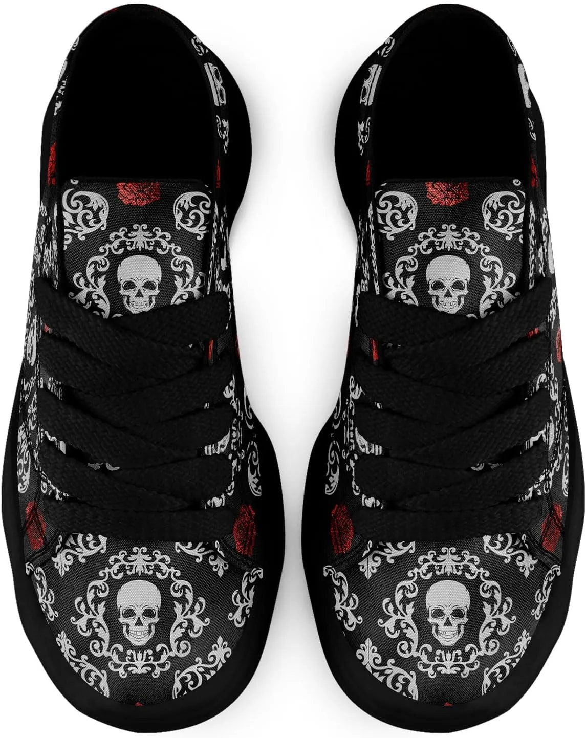 Men's Gothic Skull Fashion Sneakers Casual Skateboarding Canvas Shoes for Women Streetwear Trendy Comfort Walking Shoes