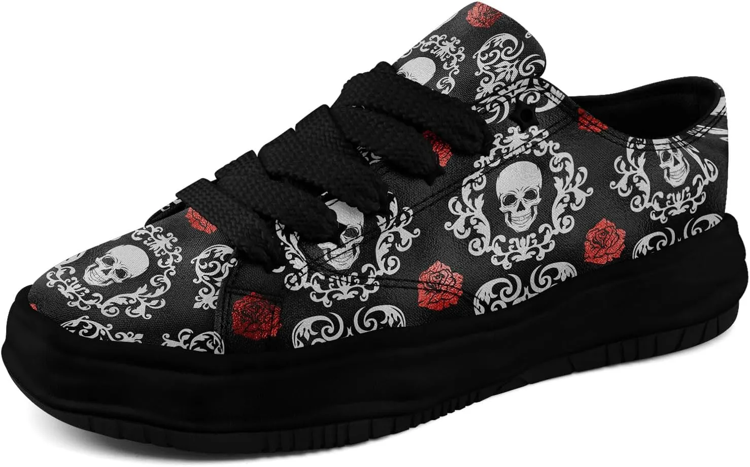 Men's Gothic Skull Fashion Sneakers Casual Skateboarding Canvas Shoes for Women Streetwear Trendy Comfort Walking Shoes