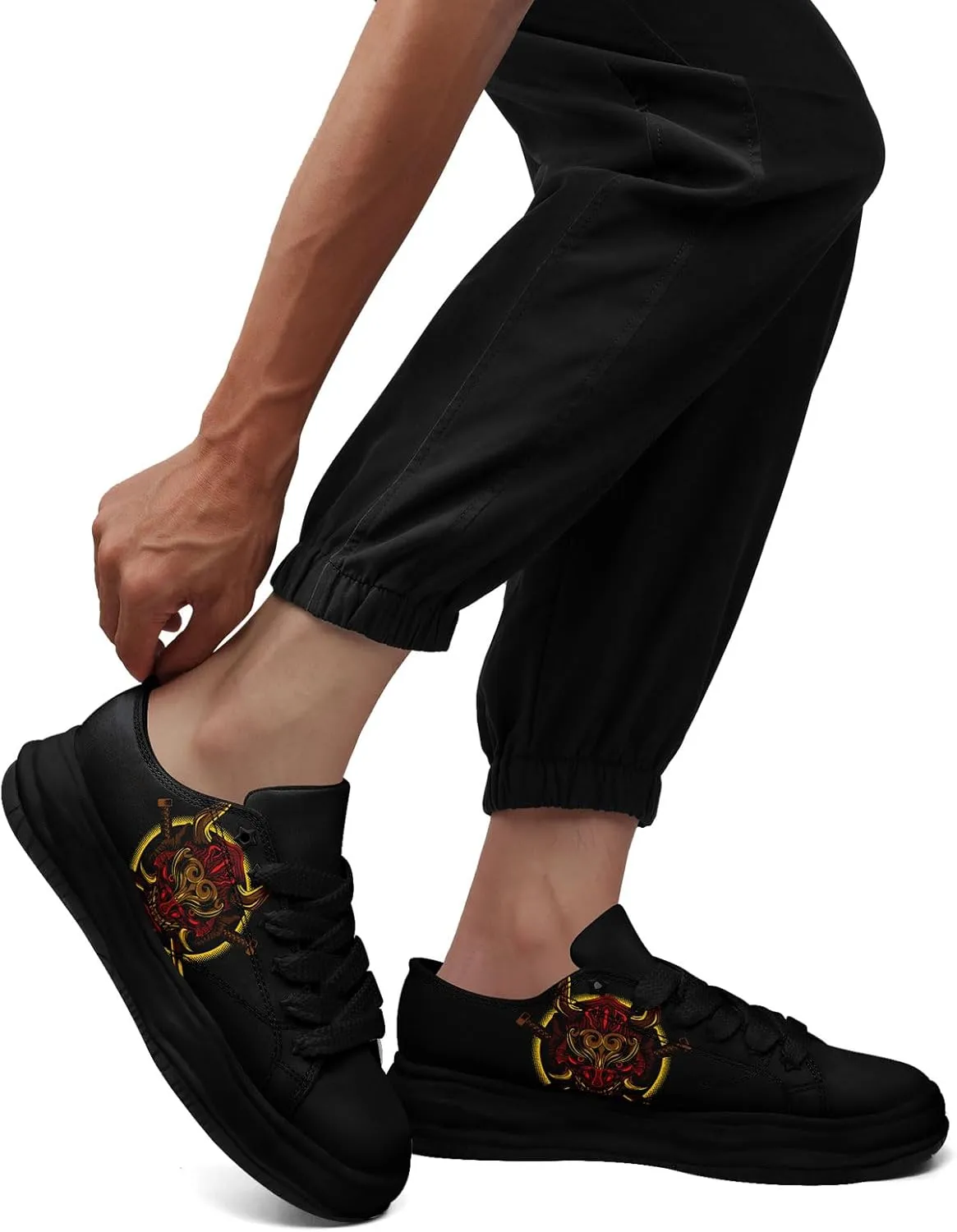 Men's Gothic Skull Fashion Sneakers Casual Skateboarding Canvas Shoes for Women Streetwear Trendy Comfort Walking Shoes