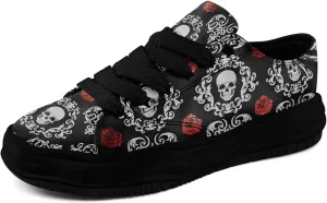 Men's Gothic Skull Fashion Sneakers Casual Skateboarding Canvas Shoes for Women Streetwear Trendy Comfort Walking Shoes