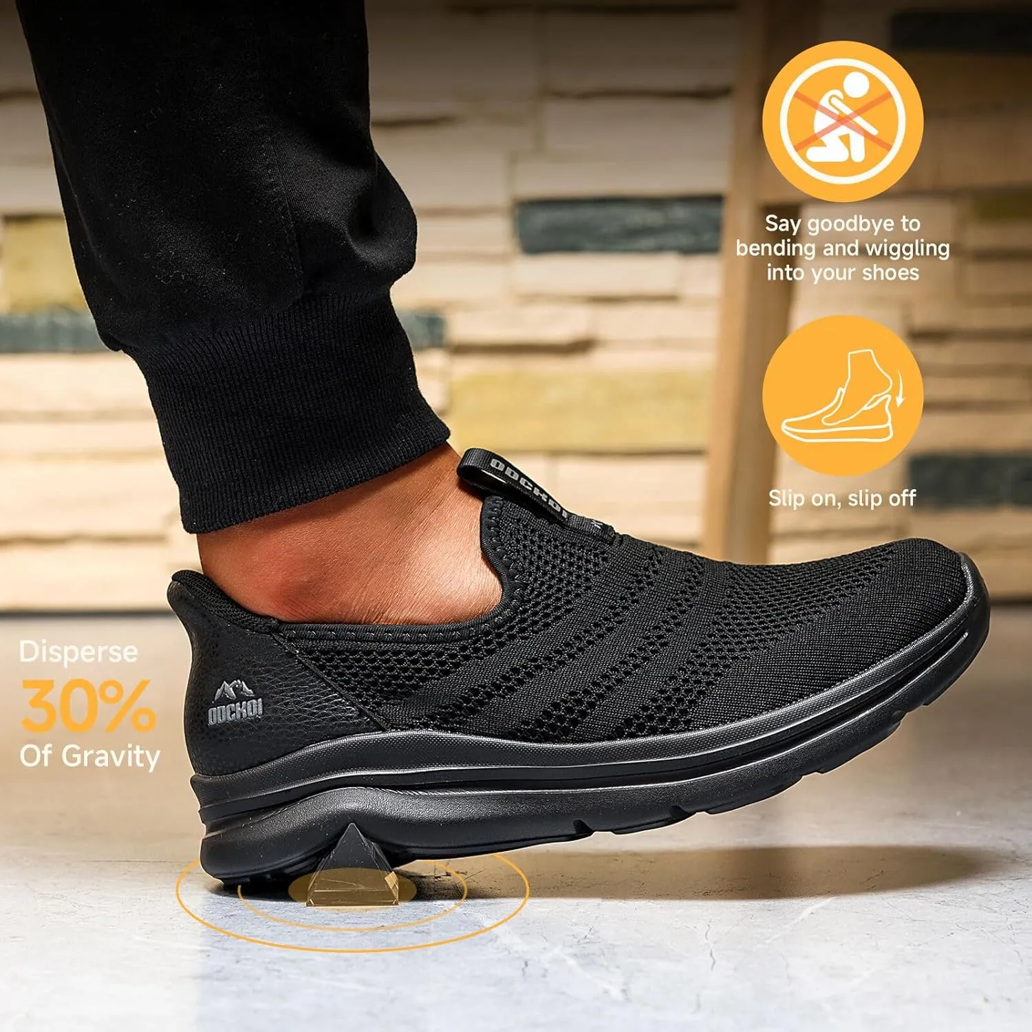 Men's Hands-Free Slip On Sneakers | Laceless Walking Shoes for Gym/Travel/Office