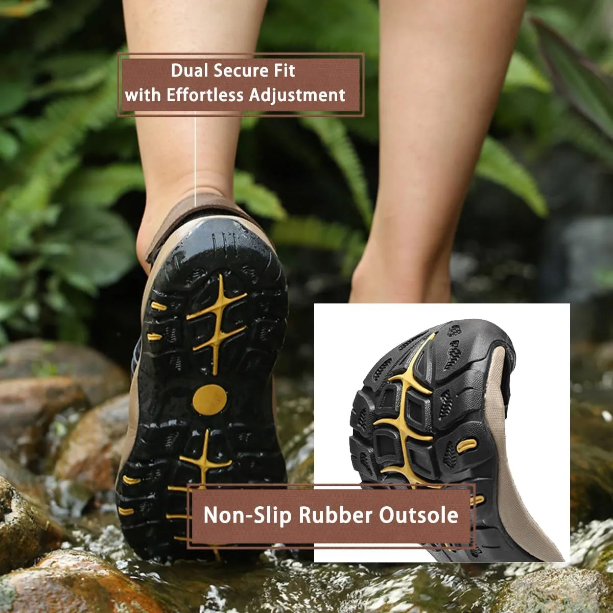 Men’s Hiking Trail Sandals: Outdoor Closed Toe Sport Shoes with Arch Support