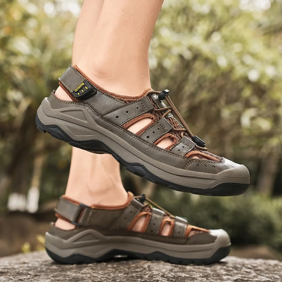 Men’s Hiking Trail Sandals: Outdoor Closed Toe Sport Shoes with Arch Support