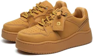 Men's Hiphop Chunky Fashion Sneaker - Lace Up Street Style Low Top Thick Sole Casual Comfortable Walking (Brown,9.5)