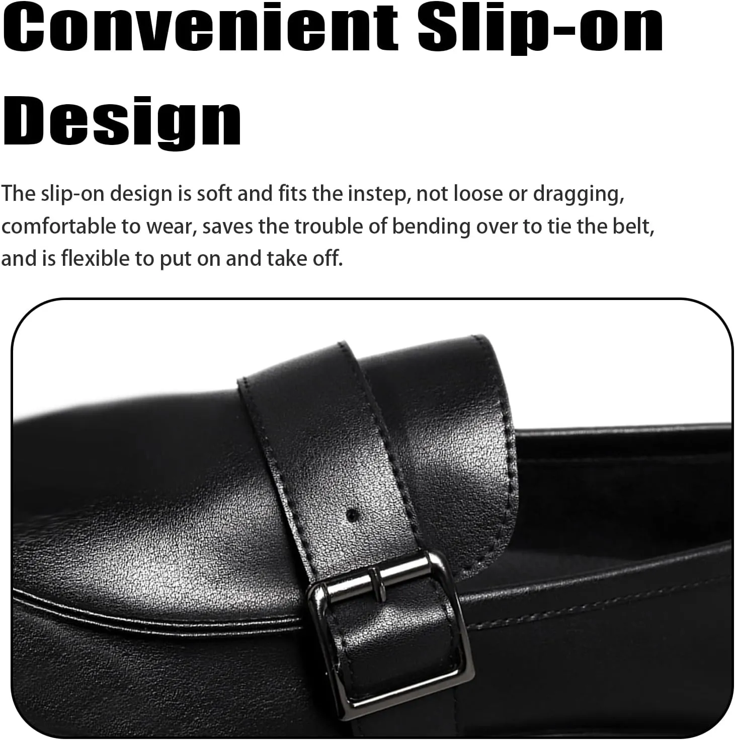 Men's Leather Slip on Monk Buckle Penny Loafers Classic Retro Leather Comfort Low Top Block Heel Non-Slip Casual Dress Business Slip Ons for Office Driving Work Walkig
