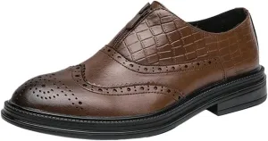 Men's Luxury Leather Oxford Dress Shoes, Brogue Design, British Style Flats, Comfortable Fashion Loafers for Formal and Casual Wear