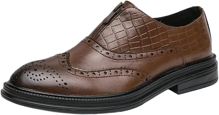 Men's Luxury Leather Oxford Dress Shoes, Brogue Design, British Style Flats, Comfortable Fashion Loafers for Formal and Casual Wear