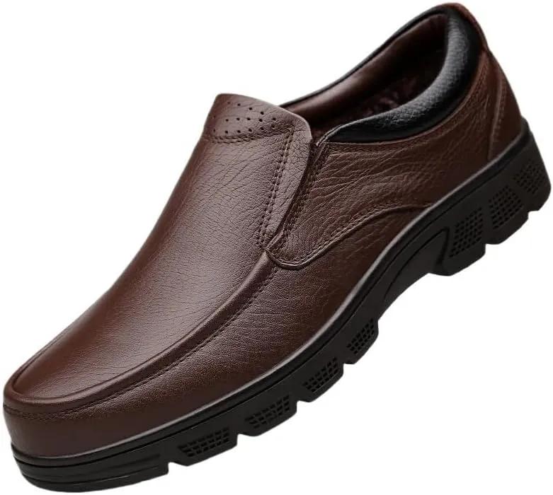 Men's Luxury Oxford Shoes, Slip-on Designer Moccasins, Winter Warm Plush Loafers, Platform Height Increase Business Dress Shoes for Men