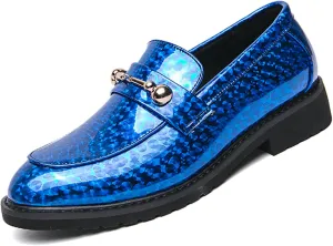 Men's Patent Leather Slip On Dress Loafers Fashion Pointed Toe Causal Business Formal Oxfords Sparkle Wedding Party Prom Shoes