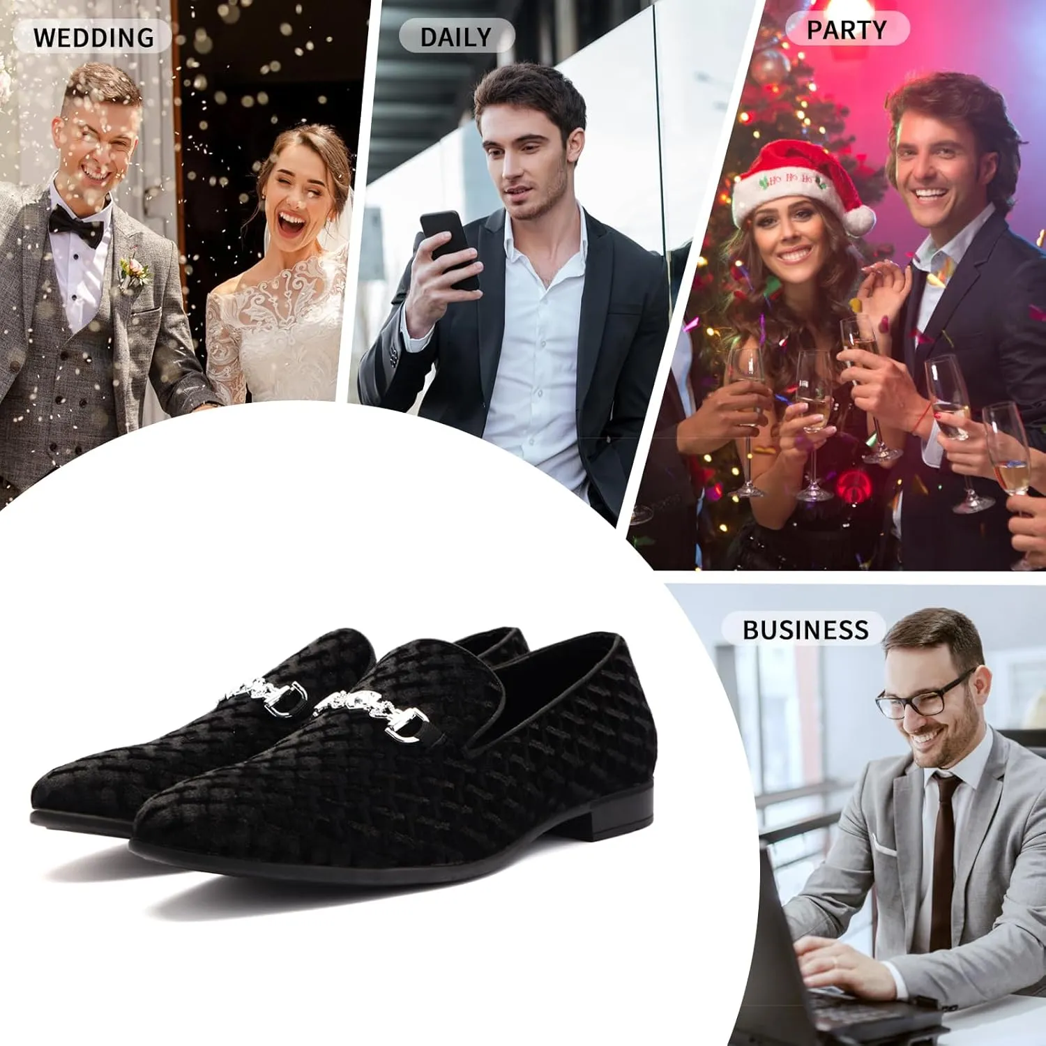 Men's Penny Slip-on Loafer Diamond-Patterned Velvet Dress Shoes Luxury Suede Smoking Slipper Party Prom Wedding Shoes