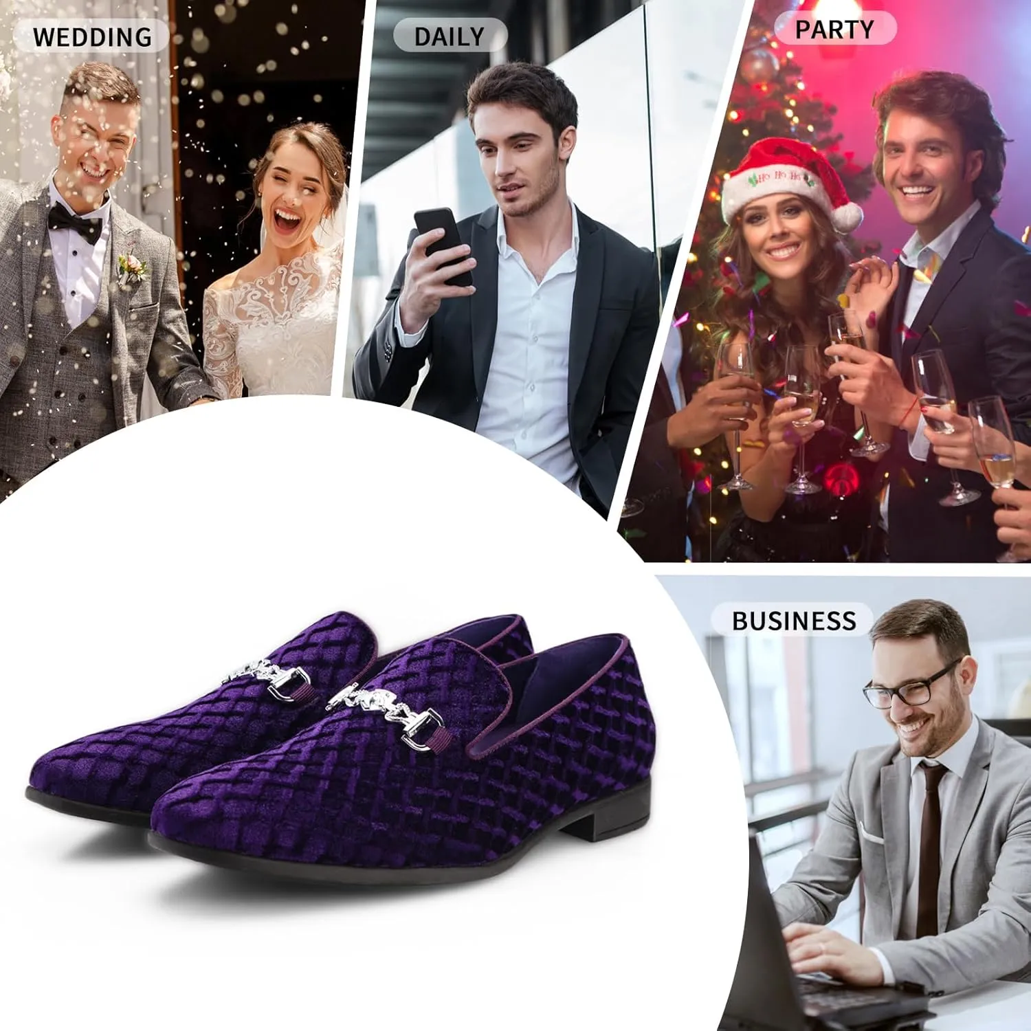 Men's Penny Slip-on Loafer Diamond-Patterned Velvet Dress Shoes Luxury Suede Smoking Slipper Party Prom Wedding Shoes