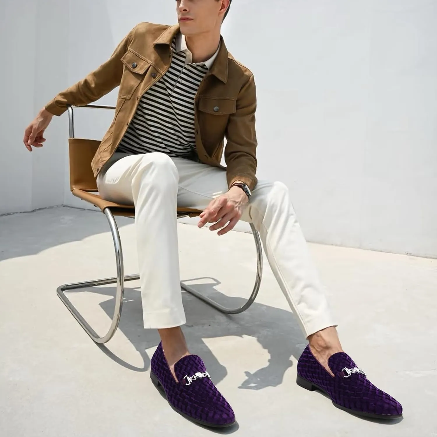 Men's Penny Slip-on Loafer Diamond-Patterned Velvet Dress Shoes Luxury Suede Smoking Slipper Party Prom Wedding Shoes