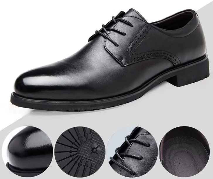 Men's Retro Wingtip Brogue Oxfords Vintage Leather Dress Shoes Business Casual Loafers for Men