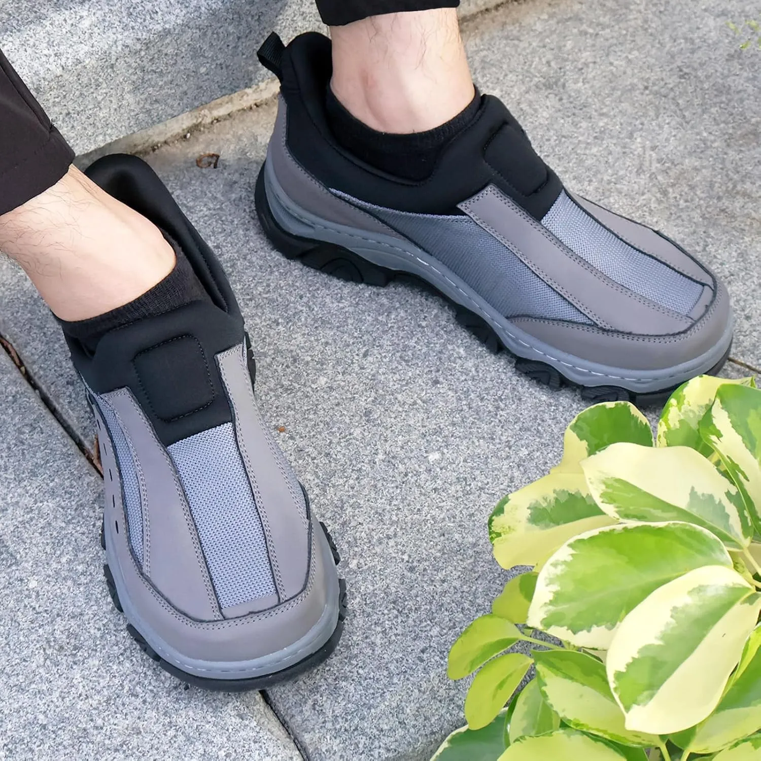 Mens Slip On Hands Free Loafers Causal Outdoor Walking Slip-Ins Breathable Step in Work Shoes