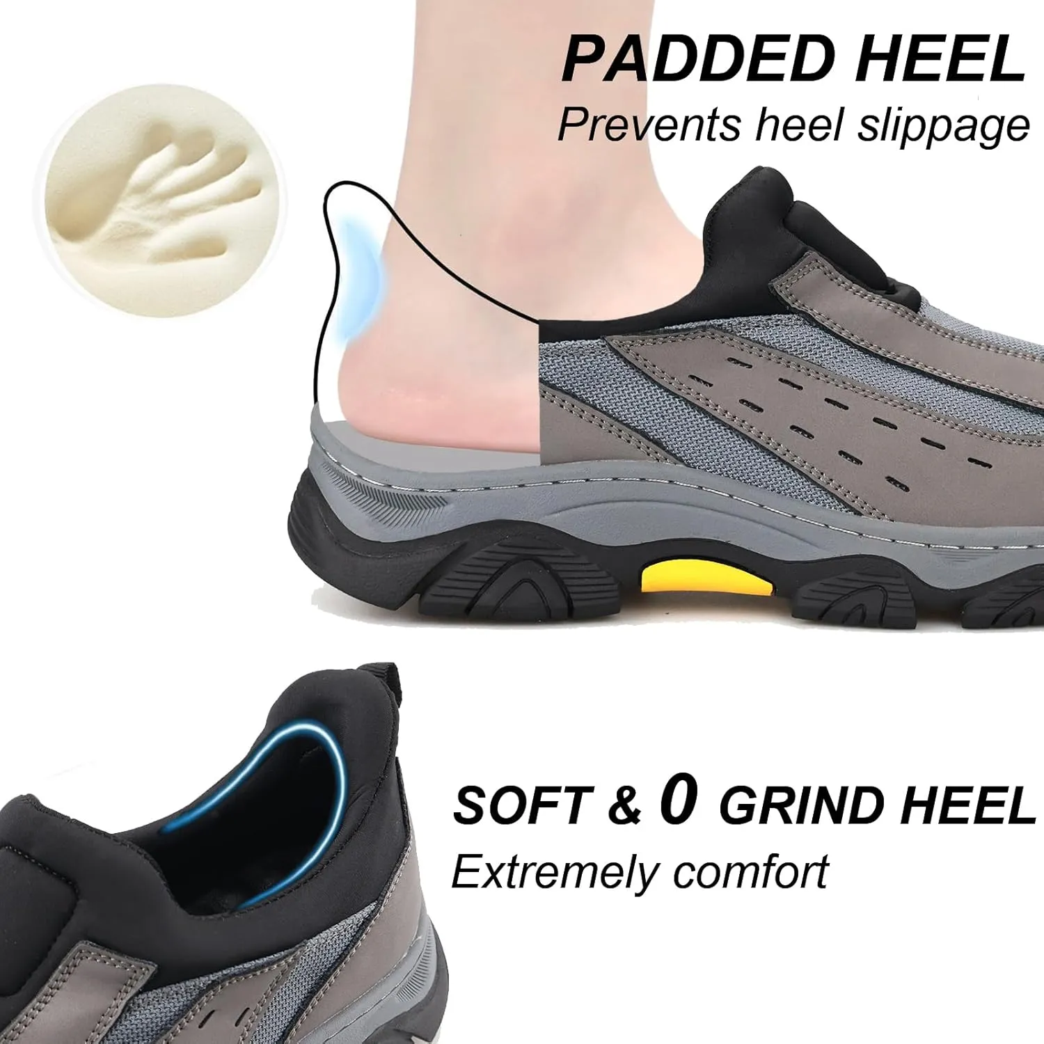 Mens Slip On Hands Free Loafers Causal Outdoor Walking Slip-Ins Breathable Step in Work Shoes