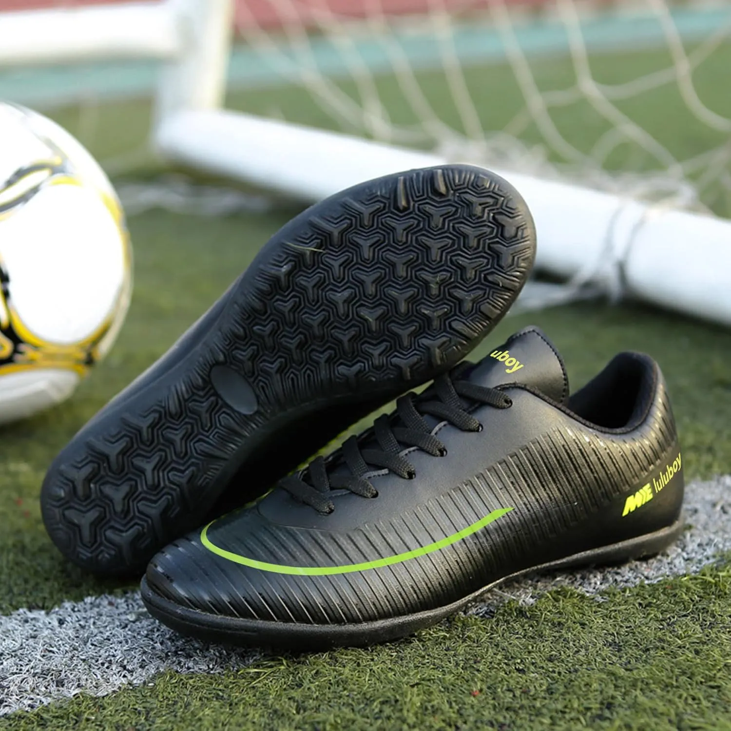 Men's Soccer Cleats Football Shoes Non-Slip Spikes Lace-Up Indoor TF Turf Futsal Running Sports Athletic Sneaker
