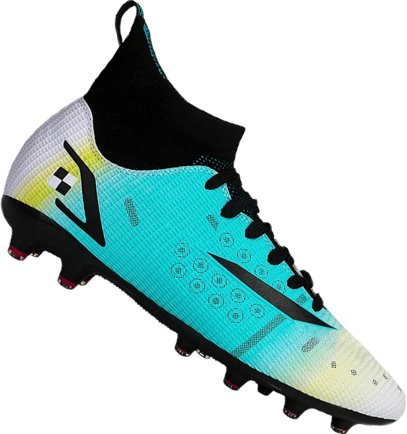 Men's Soccer Cleats Football Shoes with Non-Slip Spikes High-Tops Lace-Up Ankle Support Outdoor Firm Ground Turf Baseball Lacrosse Combat Boots