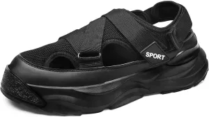 Men's Trendy Close Toe Breathable Sandals, Mesh Slippers Breathable Beach Shoes, Slip-Ins Fisherman Sandal