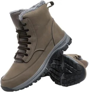 Men's Trendy Solid High Top Hiking Boots, Comfy Non Slip Casual Thermal Shoes, Winter & Autumn