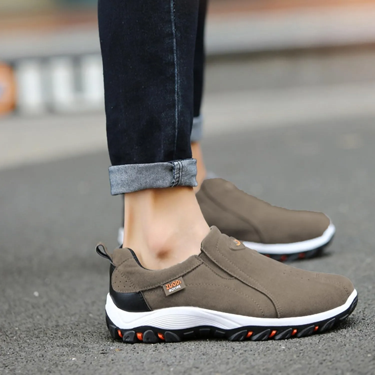 Men's Walking Shoes Waterproof Hiking Shoes Slip on Orthopedic Sneakers Outdoor Non Slip Shoes Casual Trail Shoes