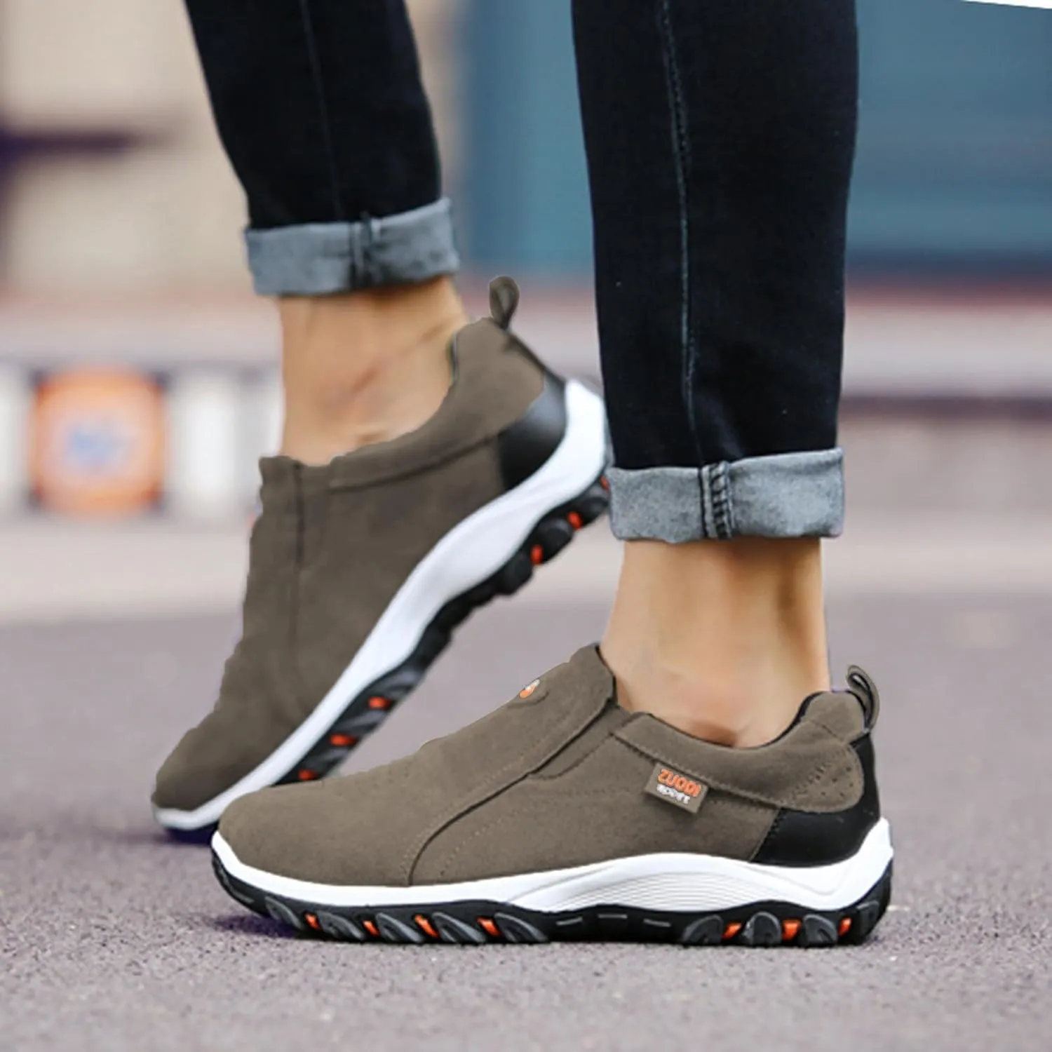 Men's Walking Shoes Waterproof Hiking Shoes Slip on Orthopedic Sneakers Outdoor Non Slip Shoes Casual Trail Shoes