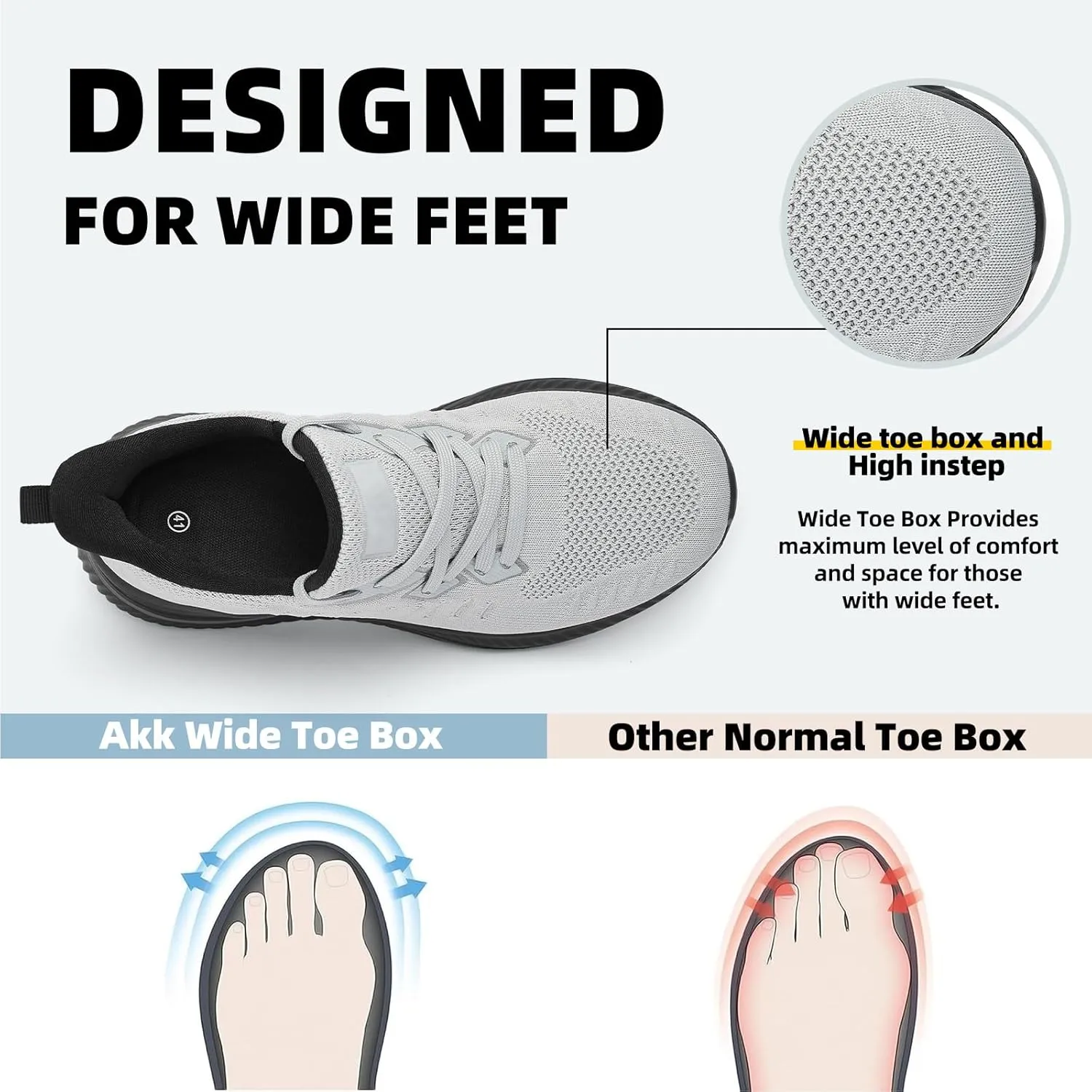 Mens Wide Sneakers - Slip On Memory Foam Walking Shoes Breathable Non Slip Tennis Running Shoe Ultra Lightweight Comfortable Workout Gym Jogging and Casual Sports