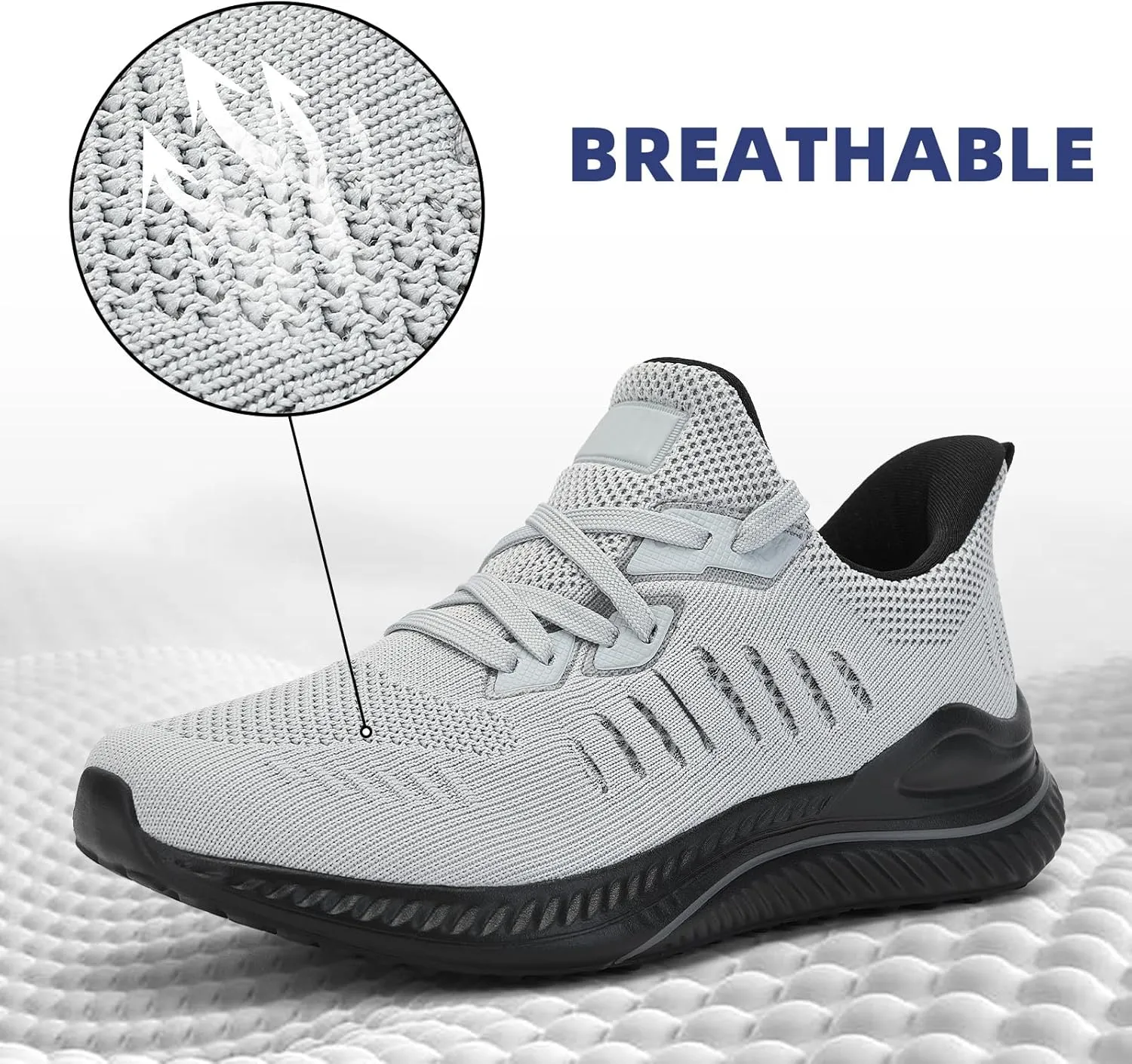 Mens Wide Sneakers - Slip On Memory Foam Walking Shoes Breathable Non Slip Tennis Running Shoe Ultra Lightweight Comfortable Workout Gym Jogging and Casual Sports