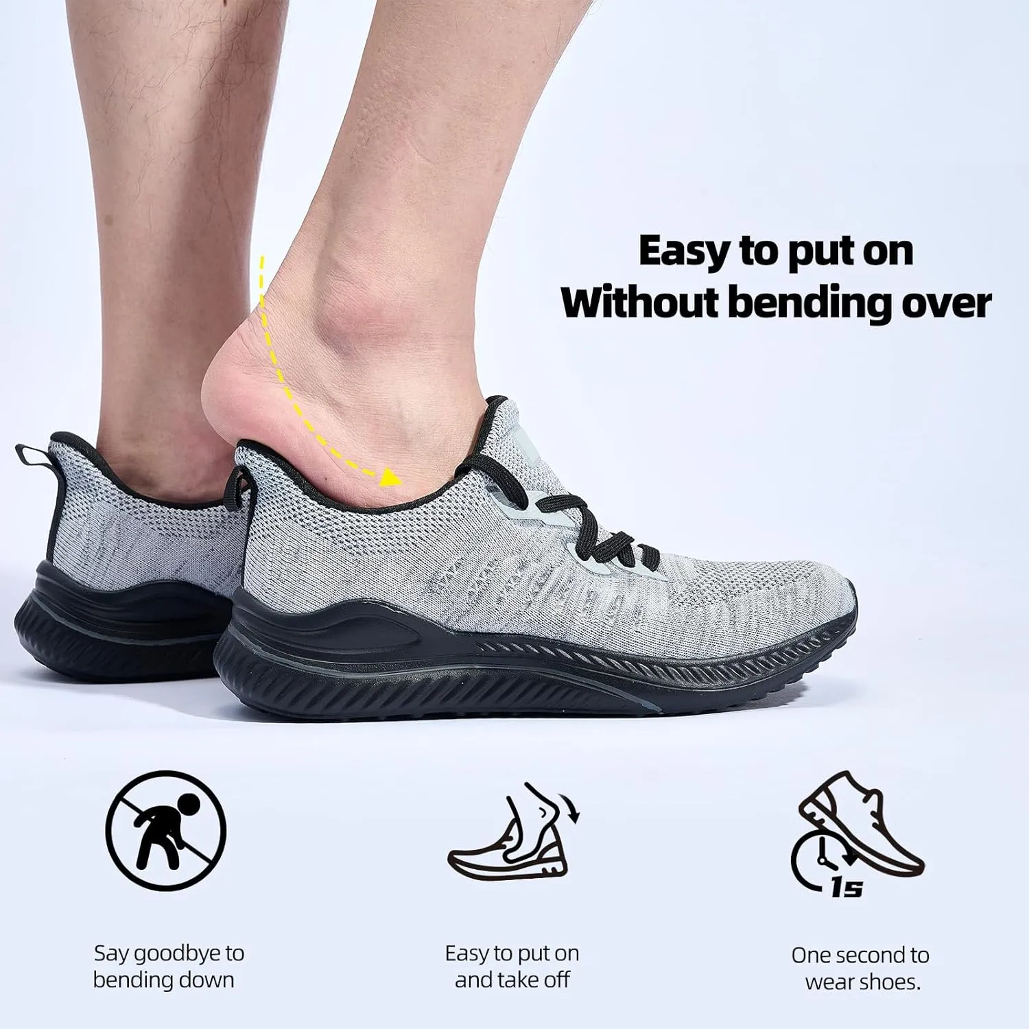 Mens Wide Sneakers - Slip On Memory Foam Walking Shoes Breathable Non Slip Tennis Running Shoe Ultra Lightweight Comfortable Workout Gym Jogging and Casual Sports