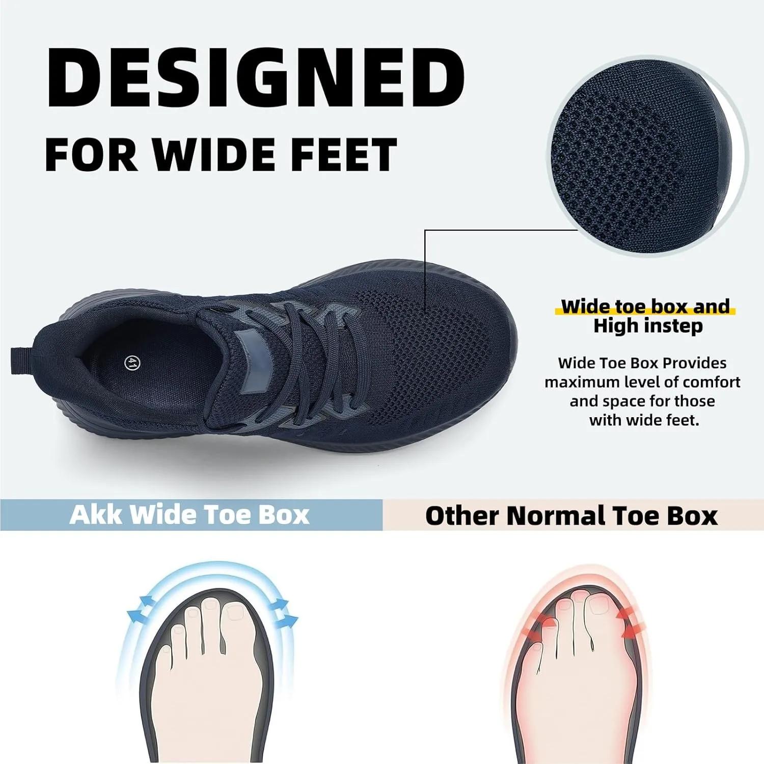 Mens Wide Sneakers - Slip On Memory Foam Walking Shoes Breathable Non Slip Tennis Running Shoe Ultra Lightweight Comfortable Workout Gym Jogging and Casual Sports
