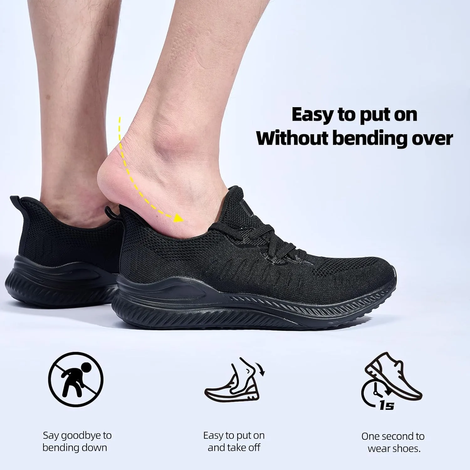 Mens Wide Sneakers - Slip On Memory Foam Walking Shoes Breathable Non Slip Tennis Running Shoe Ultra Lightweight Comfortable Workout Gym Jogging and Casual Sports