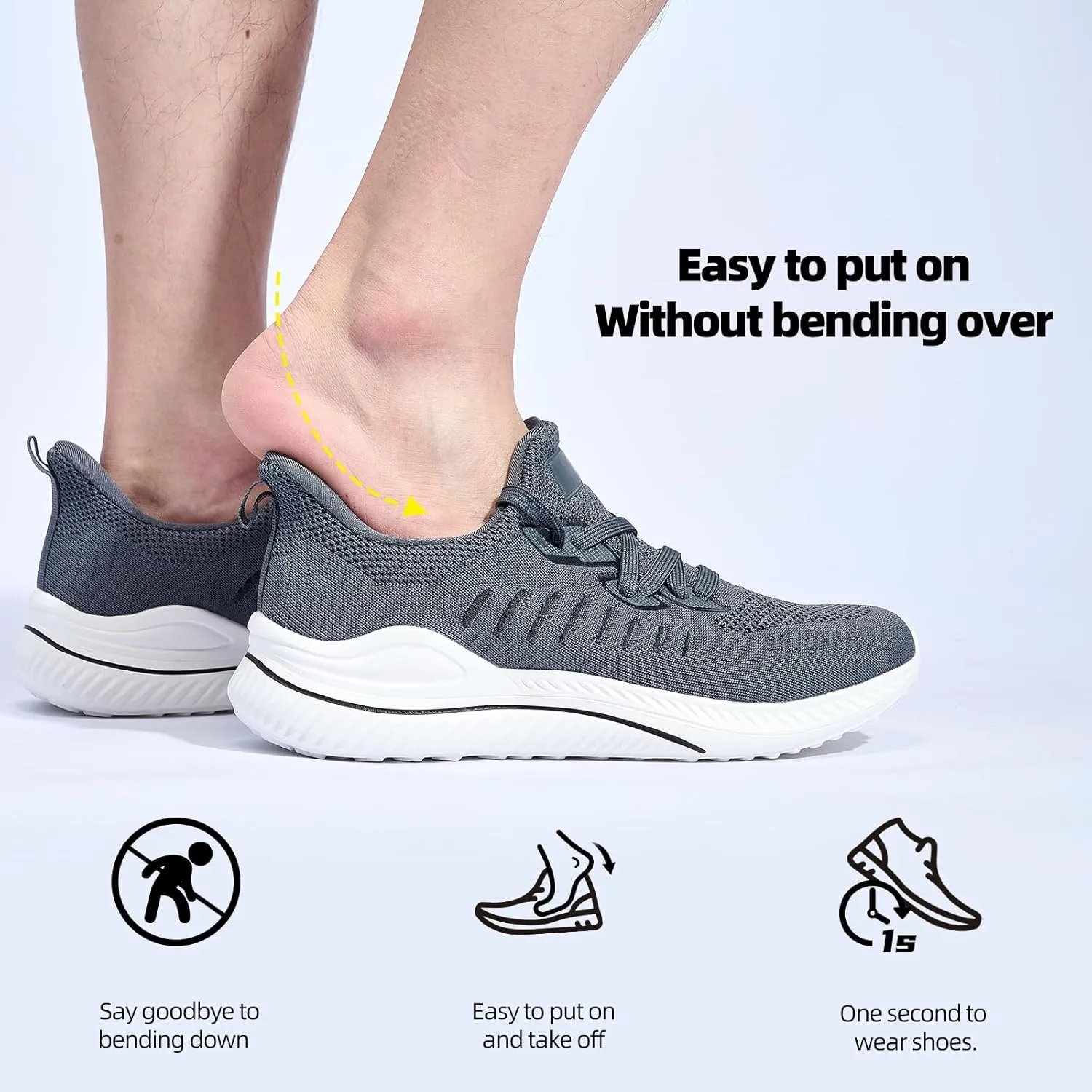 Mens Wide Sneakers - Slip On Memory Foam Walking Shoes Breathable Non Slip Tennis Running Shoe Ultra Lightweight Comfortable Workout Gym Jogging and Casual Sports