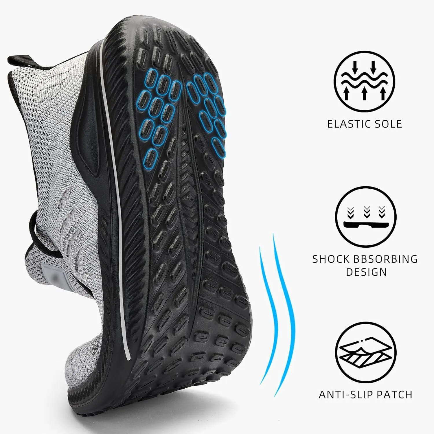 Mens Wide Sneakers - Slip On Memory Foam Walking Shoes Breathable Non Slip Tennis Running Shoe Ultra Lightweight Comfortable Workout Gym Jogging and Casual Sports