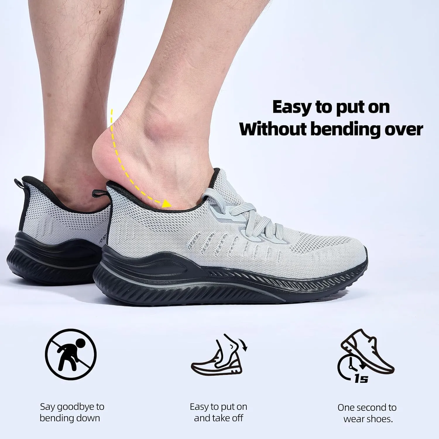 Mens Wide Sneakers - Slip On Memory Foam Walking Shoes Breathable Non Slip Tennis Running Shoe Ultra Lightweight Comfortable Workout Gym Jogging and Casual Sports