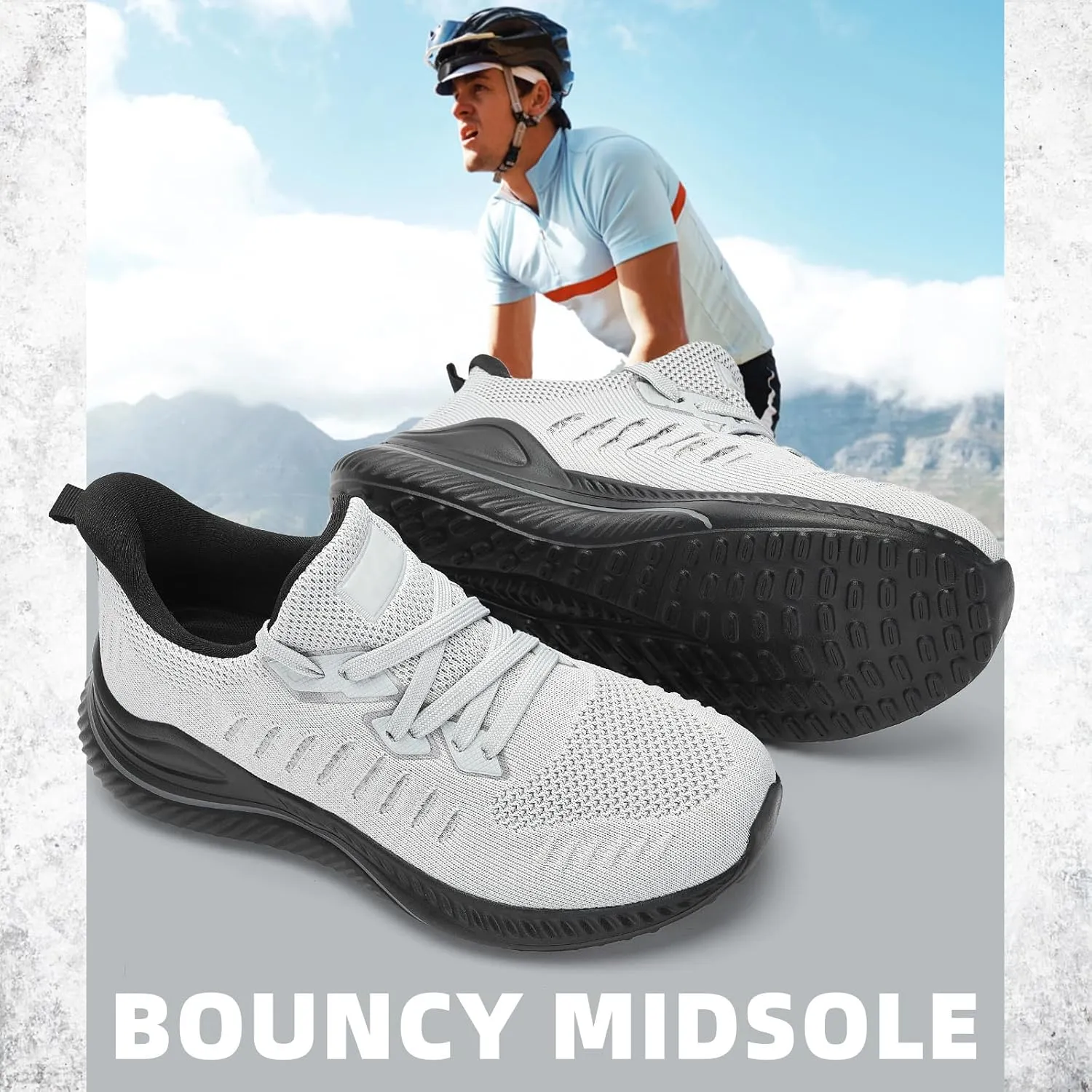 Mens Wide Sneakers - Slip On Memory Foam Walking Shoes Breathable Non Slip Tennis Running Shoe Ultra Lightweight Comfortable Workout Gym Jogging and Casual Sports