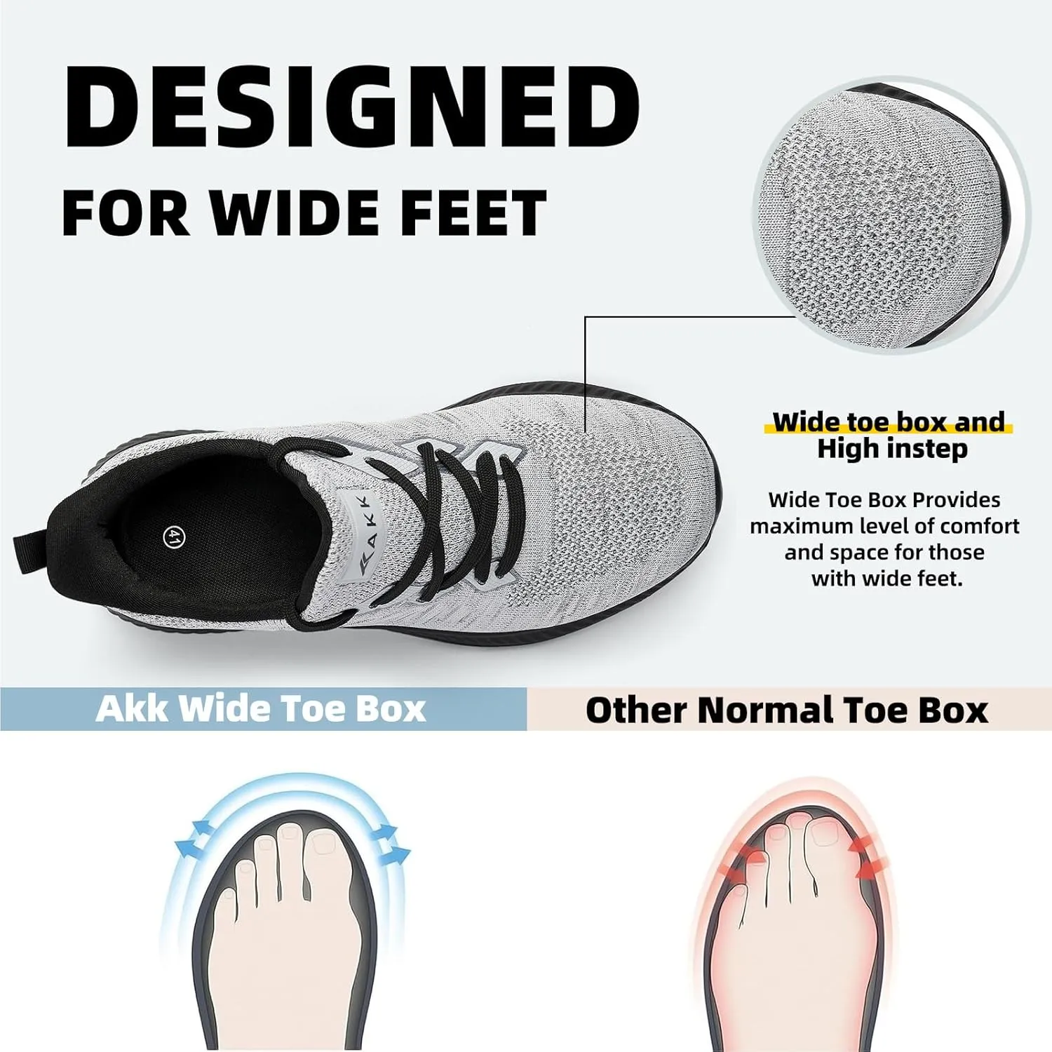 Mens Wide Sneakers - Slip On Memory Foam Walking Shoes Breathable Non Slip Tennis Running Shoe Ultra Lightweight Comfortable Workout Gym Jogging and Casual Sports