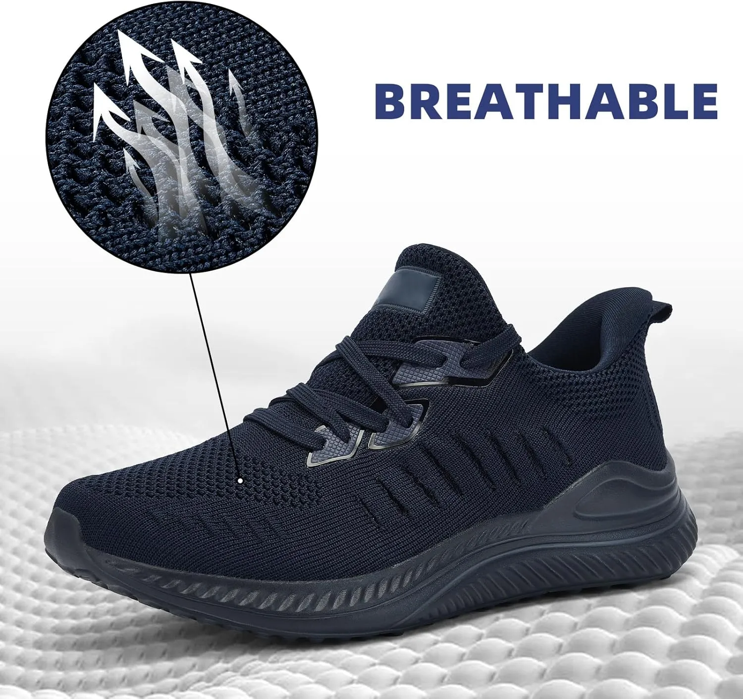 Mens Wide Sneakers - Slip On Memory Foam Walking Shoes Breathable Non Slip Tennis Running Shoe Ultra Lightweight Comfortable Workout Gym Jogging and Casual Sports