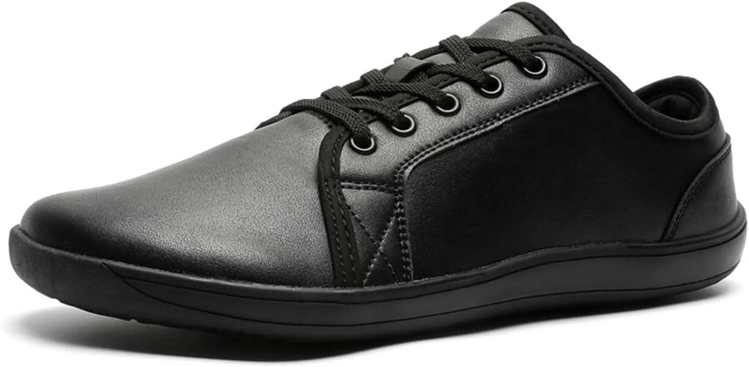 Mens Womens Minimalist Barefoot Sneakers Leather Shoes Wide Toe Box Zero Drop Walking Shoes