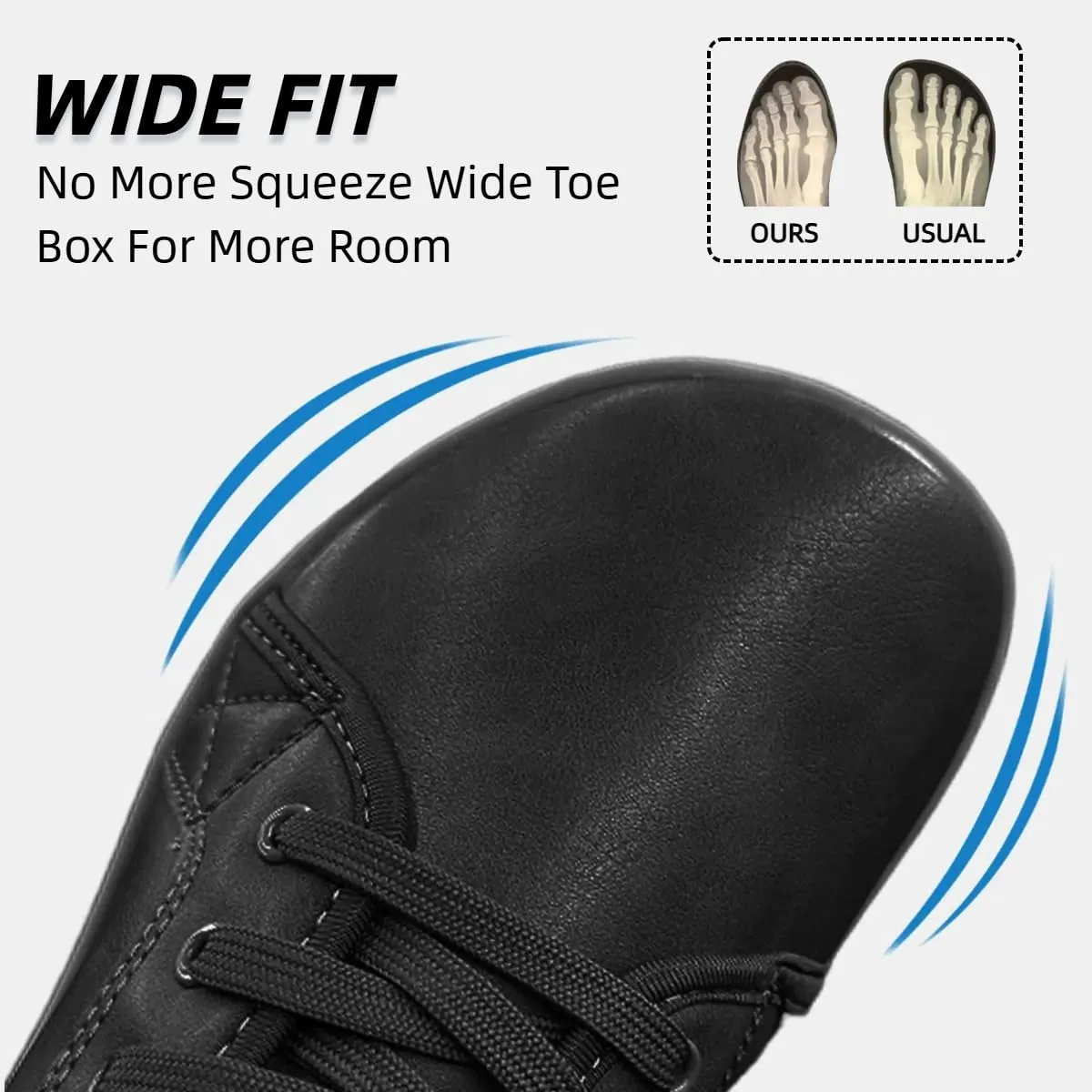 Mens Womens Minimalist Barefoot Sneakers Leather Shoes Wide Toe Box Zero Drop Walking Shoes