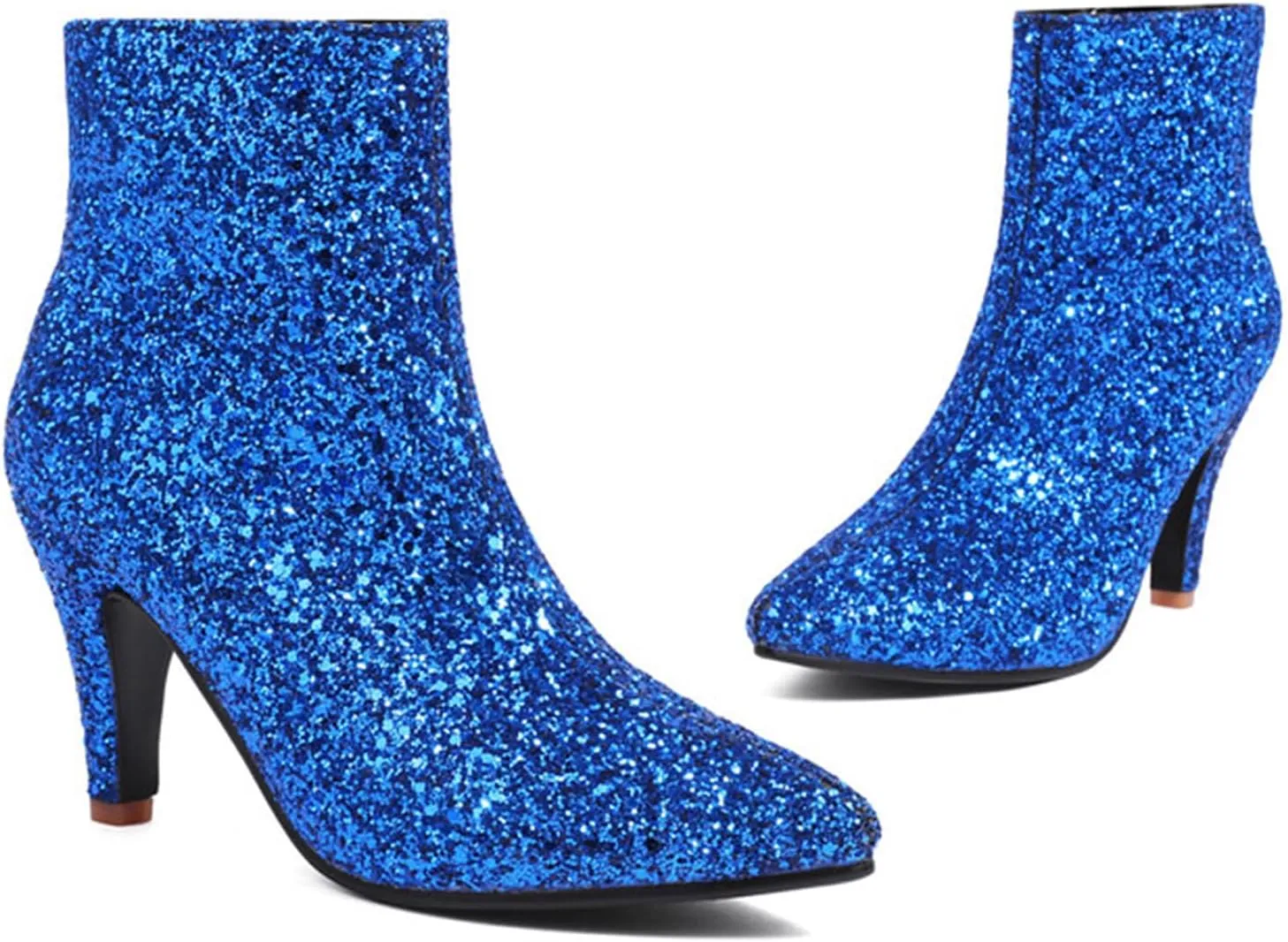 MEOTINA Gold High Heels for Women Kitten Heel Pointed Toe Short Womens Booties Buckle High Heeled Ankle Metallic Shoes