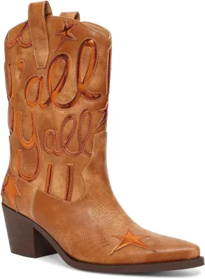 Metallic Cowboy boots for Women Mid Calf Low Heel Pointed Toe Womens Cowgirl Boots Fashion Embroidery Western Pull On Boots