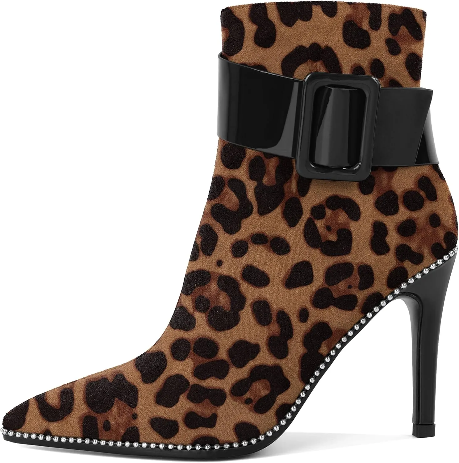 Mettesally Womens Ankle Boots Pointed Toe High Heel Stiletto Beaded Boots for Women Size Zipper Fall Booties 3.8 Inches
