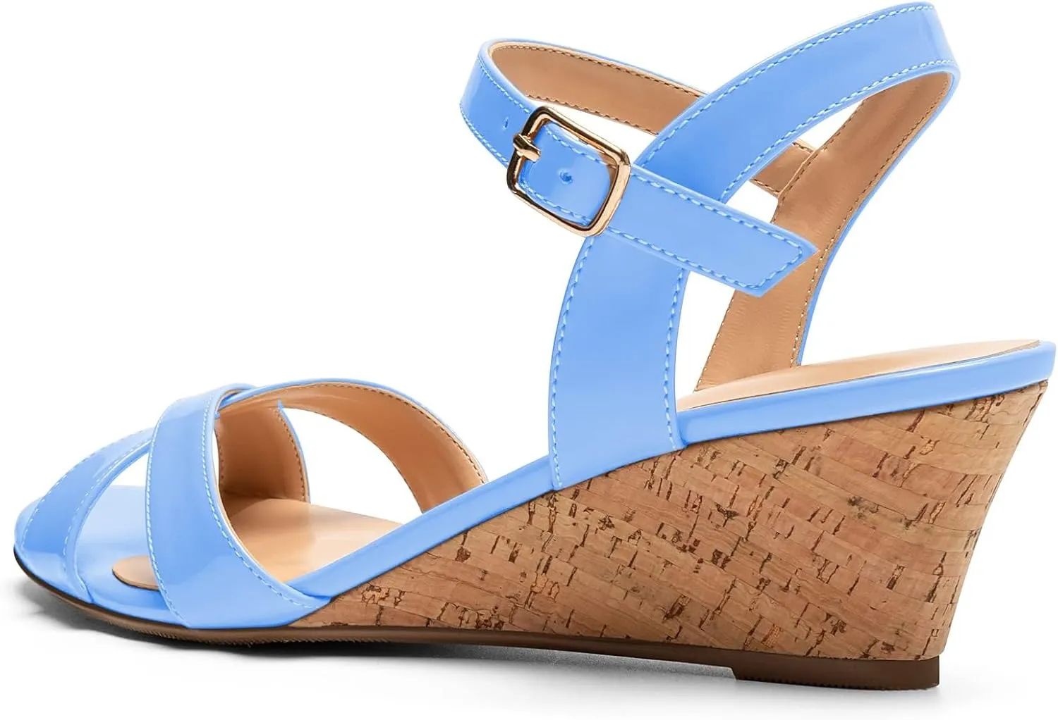 Mettesally Women's Classic Wedge Heel Sandals Ankle Strap Open Toe Slingback Summer Party Casual Shoes