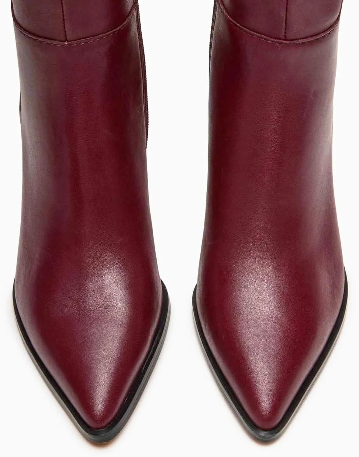 MICIFA Burgundy Kitten Heel Knee High Boots for Women Side Zipper Tall Leather Boots Pointed Toe Fall Dress Boots