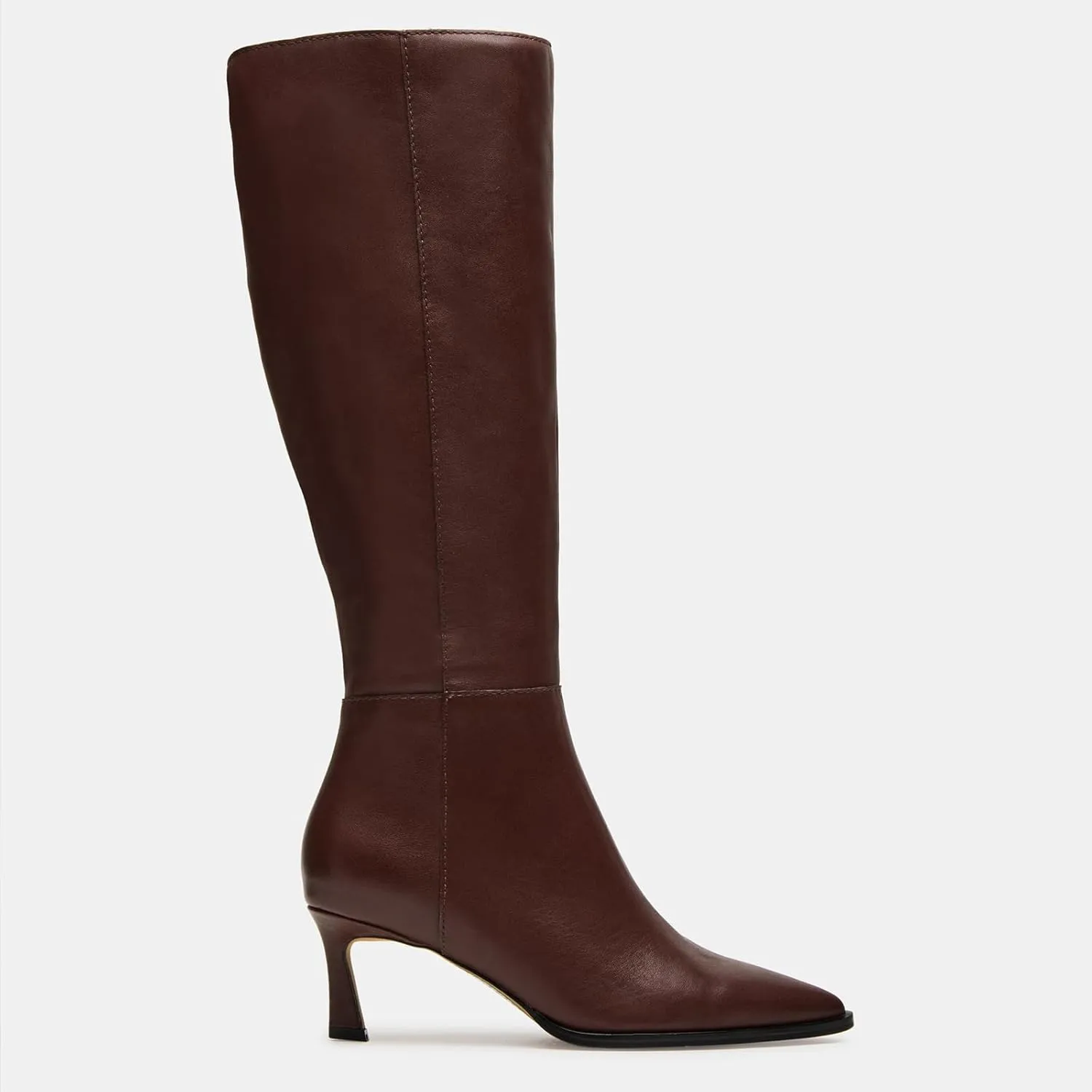 MICIFA Burgundy Kitten Heel Knee High Boots for Women Side Zipper Tall Leather Boots Pointed Toe Fall Dress Boots