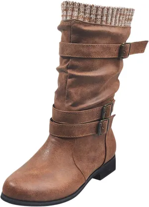 Mid Calf Boots for Women,Womens Riding Boots Vintage Renaissance Boots Slip On Casual Shoes Cosplay Hunter Boots