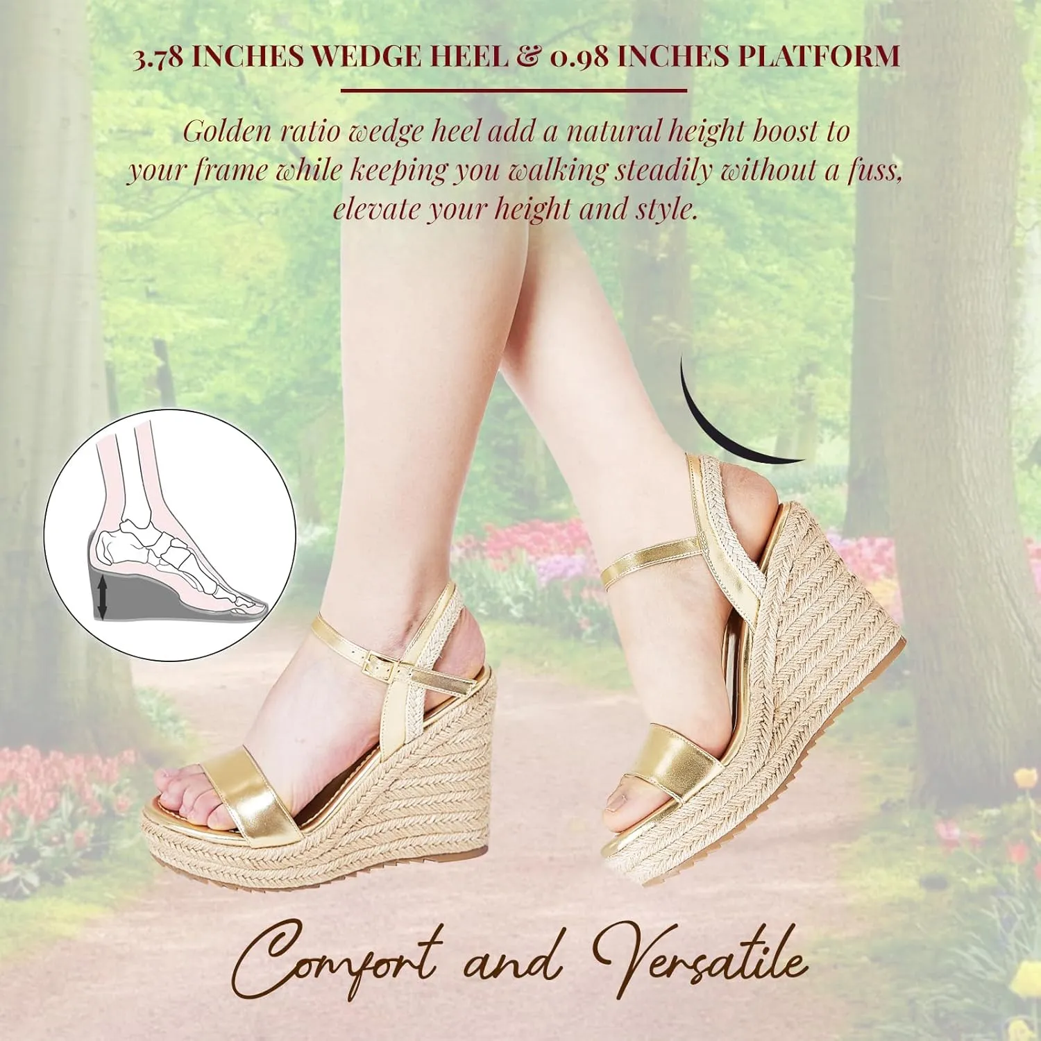 mikarka Women's Espadrille Wedge Sandals: Ankle Strap Platform Open Toe Wedges - Stylish High Heel Dressy Summer Wedges for Women, Inspired by Espadrilles