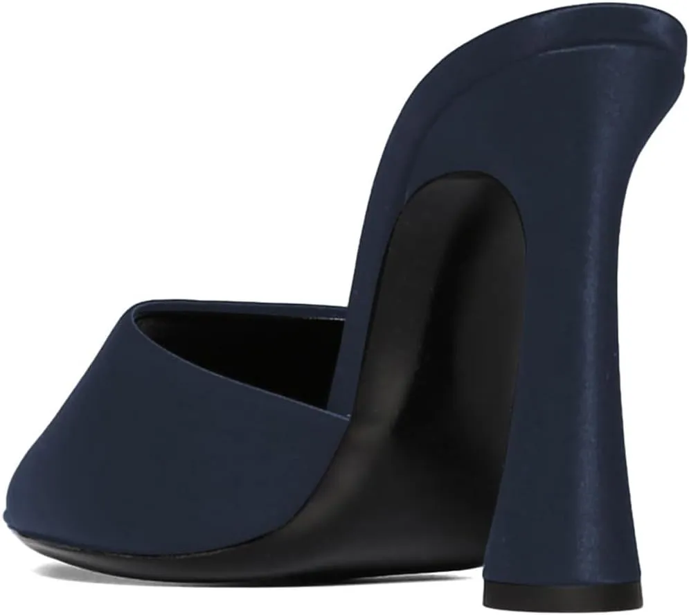 miss left Women Elegant Pointy Toe High Heeled Mules Slip On Chunky Heel Slide Sandals Versatile Daily Outdoor Shoes Size 4-16 US