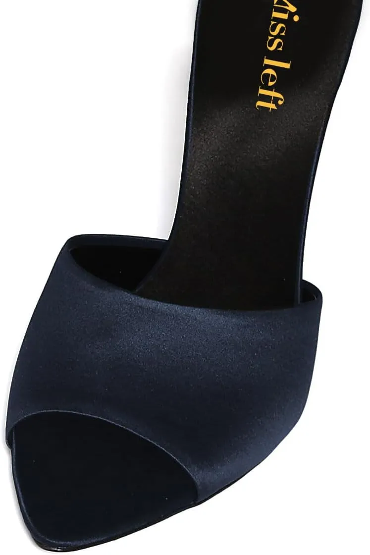 miss left Women Elegant Pointy Toe High Heeled Mules Slip On Chunky Heel Slide Sandals Versatile Daily Outdoor Shoes Size 4-16 US