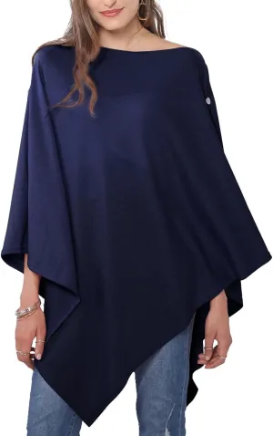 MissShorthair Women's Lightweight Knitted Scarf Poncho Sweater Cape Shawl Versatile Spring Summer Ponchos Wraps