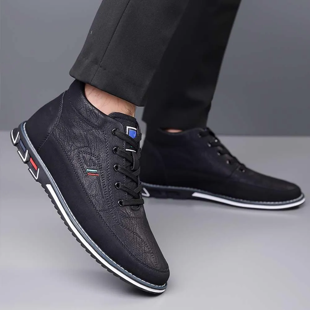 mitvr Men's Casual Dress Boots Motorcycle Boots Plus Size Ankle Boots Lace Up Fashion Leather Boots Business Wedding Party Shoes